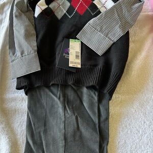 Jona Michelle Black and Red Argyle Button Down Shirt